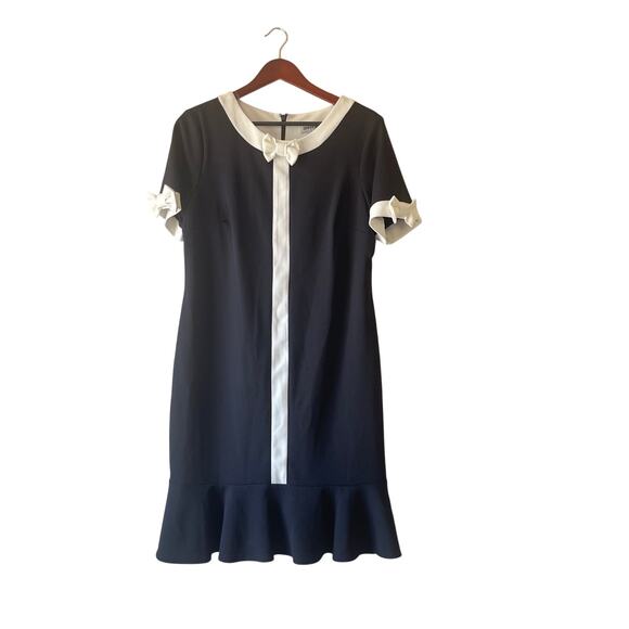 Vintage retro mod Chanel inspired black and‎ white dress size 12 - Picture 1 of 7